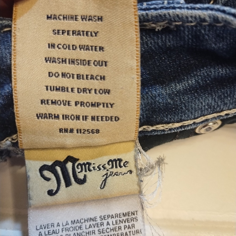Miss Me Skinny Jeans Womens 28 Dark Wash Low Rise Embellished Y2K Western Denim - Picture 10 of 15